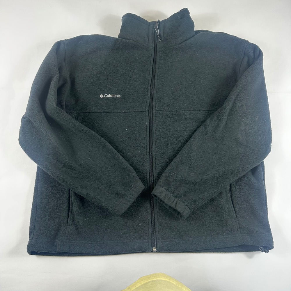 Columbia Mens XL Full‎ Zip Fleece Jacket Black Sportswear Company Outdoor